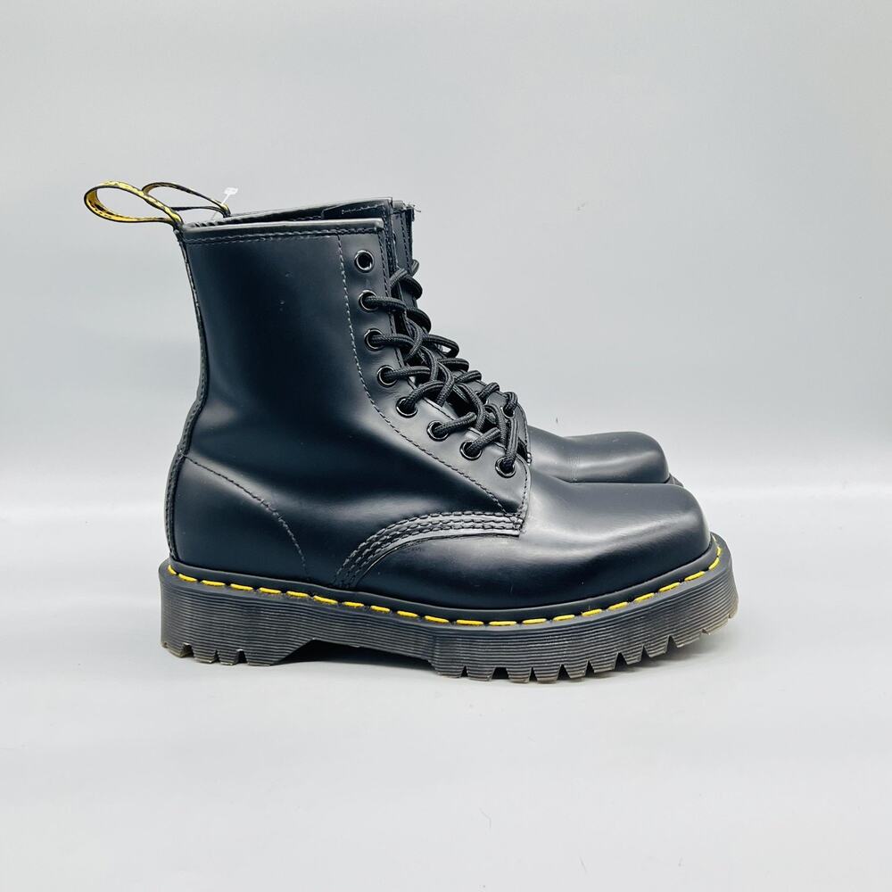 Dr Martens Boots Women 7 Black Leather 1460 Bex Squared Mid Calf Combat Shoes
